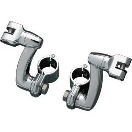 Kuryakyn 7986 Chrome Longhorn Offset Footpeg Mounts with 1-1/4" Clamps