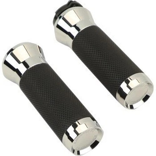 LA Choppers LA-7492-01 Chrome Hand Grips for Harley Cable Op Throttle