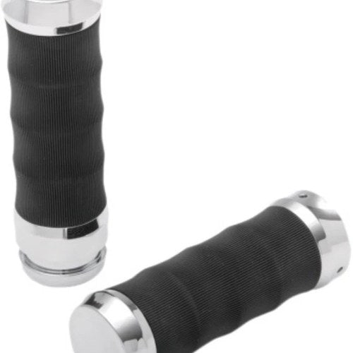 Drag Specialties 0630-1134 Riptide Chrome & Rubber Hand Grips for Electronic Tbw