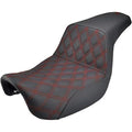 Saddlemen Gelcore Step-Up Red LS Lattice Stitch Seat for Harley Dyna 06-17