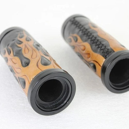 V-Twin 28-0892 Amber Flame Style Throttle By Wire Grip Set with Black Ends