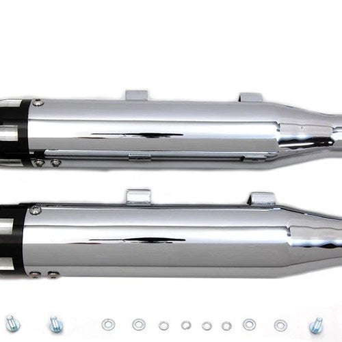 V-Twin 30-1611 Chrome Highlighted Revolver Tip Muffler Set