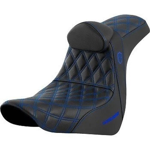 Saddlemen Pro Series Sdc Performance Seat w/ Backrest Blue Stich for 18-23