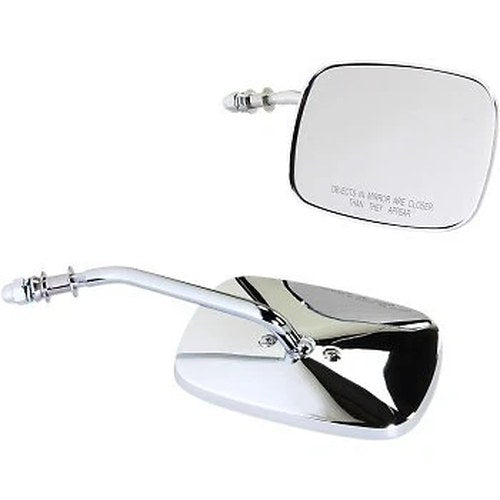 Drag Specialties Chrome Square Short Convex Mirrors for Harley