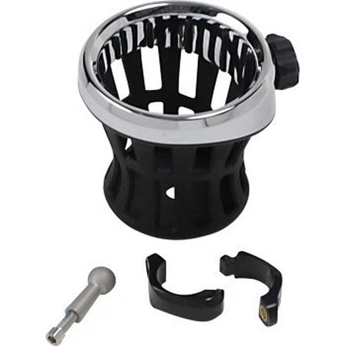 Ciro 50415 Chrome Cup Holder with Black Clamp for 1-1/4" Handlebars
