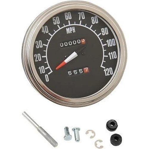 Drag Specialties DS-243861 5" '68-'84 Black Face FL-Style 1:1 Speedometer