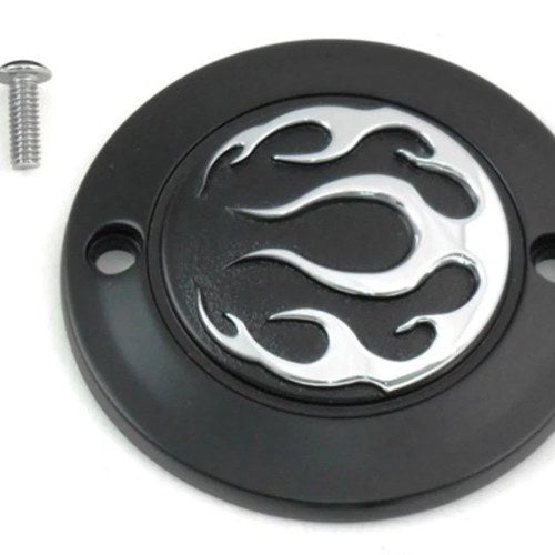 V-Twin Mfg. 42-0475 Black Flame Timer Points Ignition Cover for Sportster 04-22