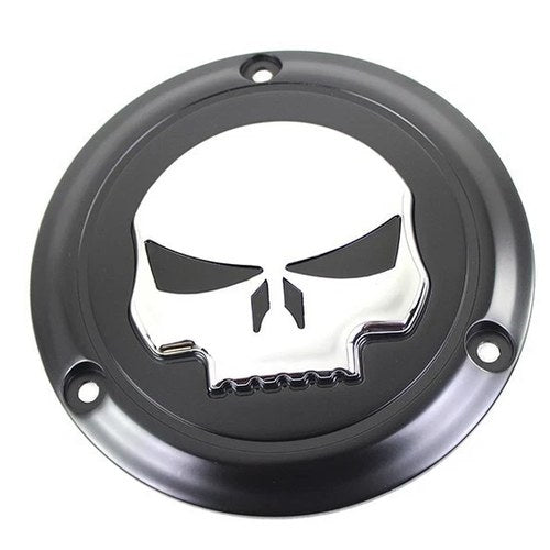 V-Twin Mfg. 42-0268 Black 3 Hole Skull Derby Cover for Big Twin 70-98