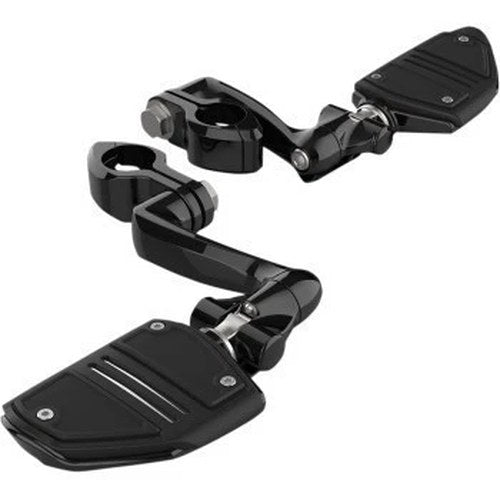 Ciro Extended Black 1-1/4" Engine Guard Highway Peg Mounting Kit w/ Twin Rail