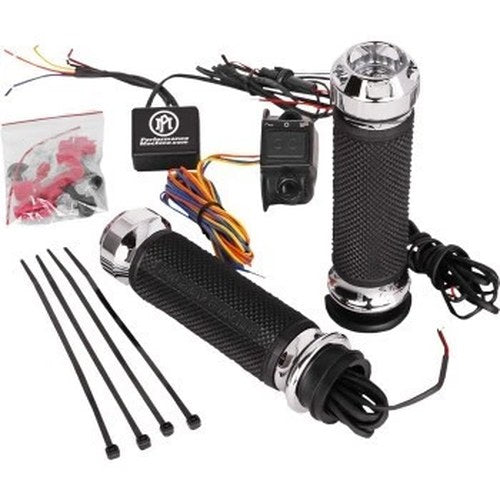 Performance Machine (PM) Chrome Apex Heated Hand Grips for Electronic Throttle