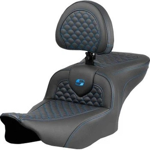 Saddlemen 823-07-208B1 RoadSofa Seat Blue Dragon Scale Stitch w/ Backrest 23-24