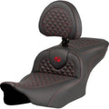 Saddlemen 823-07-208B4 RoadSofa Seat Red Dragon Scale Stitch w/ Backrest 23-24