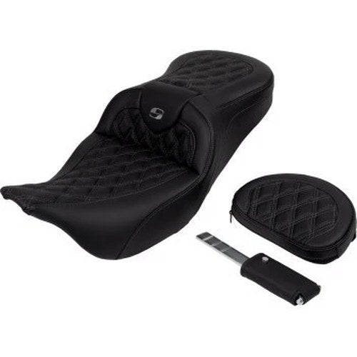 Saddlemen 808-07B-182B2 RoadSofa Seat w/ Backrest Dark Gray Stitch for 08-24