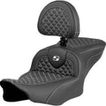 Saddlemen 823-07-208B6 RoadSofa Seat w/ Backrest White Dragon Scale Stitch