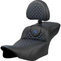 Saddlemen 823-07-209B1 RoadSofa Seat Extended Reach w Backrest Blue Scale Stitch