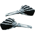 Kuryakyn 1759 Chrome & Black Skeleton Hand Pair of Mirrors for all Harley 65-23