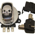 Chrome & Black Skull Ignition Switch for Harley Wide Glide Softail Road King