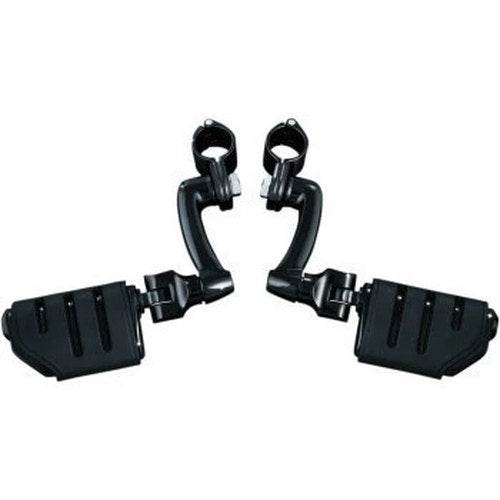 Kuryakyn 7599 Black 1-1/4" Highway Bar Longhorn Foot Peg Mount w/ Trident Dually