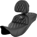 Saddlemen Roadsofa Extended Reach Seat w/ Backrest Silver Lattice Stitch - 08-23