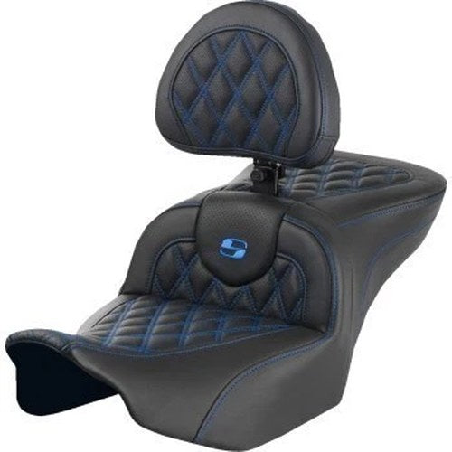 Saddlemen Roadsofa Seat w/ Backrest Blue Lattice Stitch for FLTR/FLHX 23-24