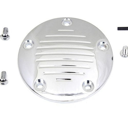 V-Twin 42-1144 Chrome Grooved Timer Points Ignition Cover for Twin Cam
