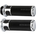 Arlen Ness 07-300 Chrome & Rubber Slot Track Hand Grips fr Cable Op Harley 96-17