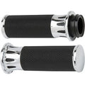 Arlen Ness 07-316 Fusion Chrome Deep Cut Hand Grips for Harley Cable Op Throttle