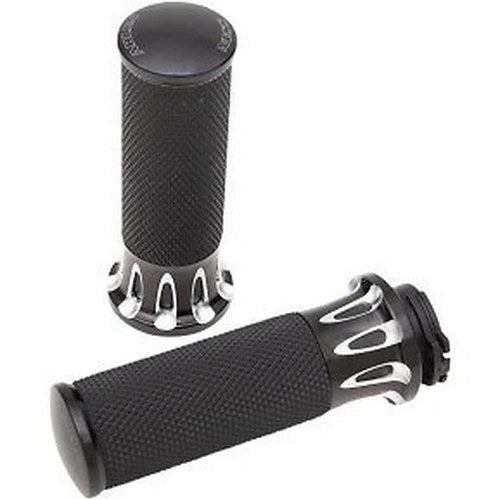 Arlen Ness 07-317 Fusion Hand GripsGrips Black Deep Cut for Harley Cable Op