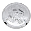 V-Twin 42-0226 Chrome Eagle Spirit Live to Ride Clutch Derby Cover for 16-25
