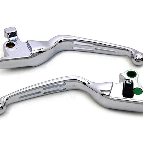 V-Twin 26-0002 Chrome Wide 3-Slot Lever Set for Softail 15-17
