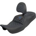 Saddlemen Road Sofa Seat w/ Backrest Blue Stitch Tri Gripper for 08-25 Touring
