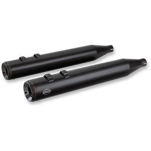 S&S Black 4" Grand National Slip-On Mufflers for Harley M8 Touring 17-24
