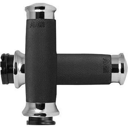 Avon CC-85-CH Chrome Custom Contour Hand Grips for Harley Cable Op Throttle
