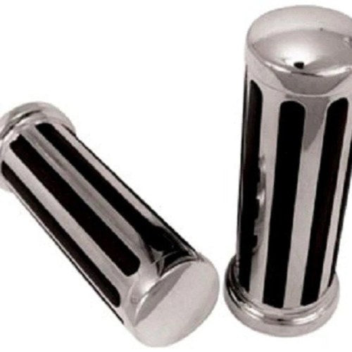 V-Factor 42017 Chrome & Rubber Rail Hand Grips for 1" Harley Application