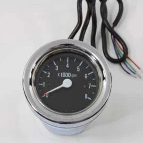 V-Twin 39-0202 Chrome 60mm Black Electric Tachometer for Sportster & Softail