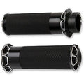 Arlen Ness 07-331 Fusion Black Beveled Hand Grips for Harley Cable Op Throttle