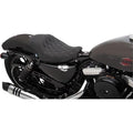 Drag 3/4 Double Diamond Silver Stitch Seat Smooth for Harley Sportster 04-21