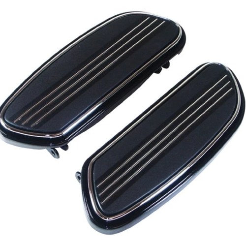 Black & Chrome Driver Floorboard Set for Harley Touring & Flst Softail 93-23