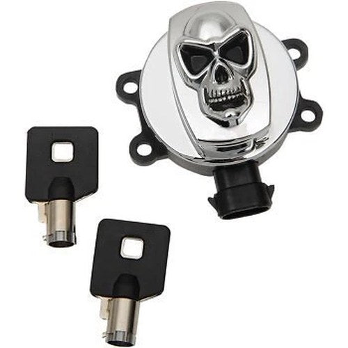 Drag Specialties Chrome Skull Ignition Switch for 14-21 Road King & Some Dyna