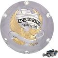 Drag Sp. Live to Ride Eagle Chrome & Gold Clutch Derby Cover for Sportster 04-22