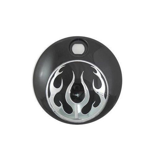 V-Twin 38-0604 Black Chrome Flames Fuel Tank Console Door for 08-23 Touring