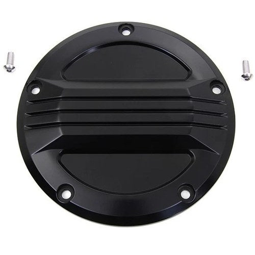 Satin Black Air Flow 3-Line Derby Cover for Harley 5-Bolt Twin Cam 00-17