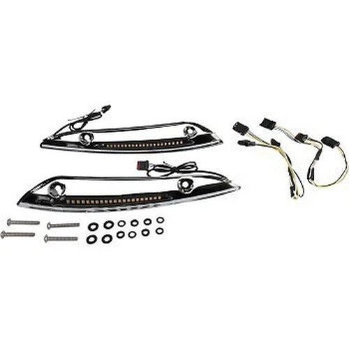 Custom Dynamics Chrome Windshield Trim w Sequential Turn Signal 15-21 Road Glide