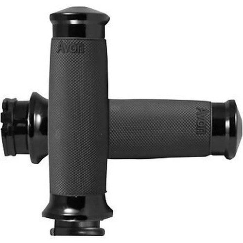 Avon CC-86-ANO Black Custom Contour Hand Grips for Harley Cable Op Throttle