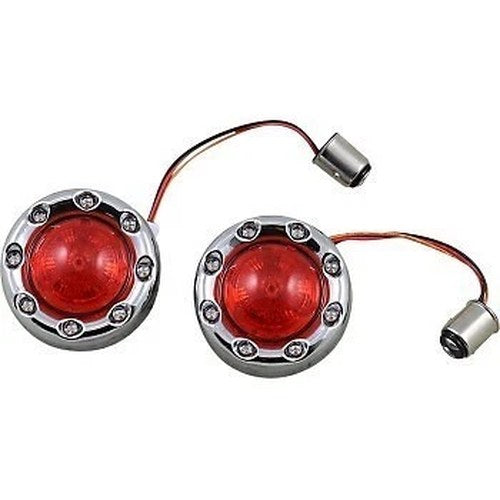 Custom Dynamics Chrome Red ProBEAM Bullet Ringz 1157 Rear Turn Signals