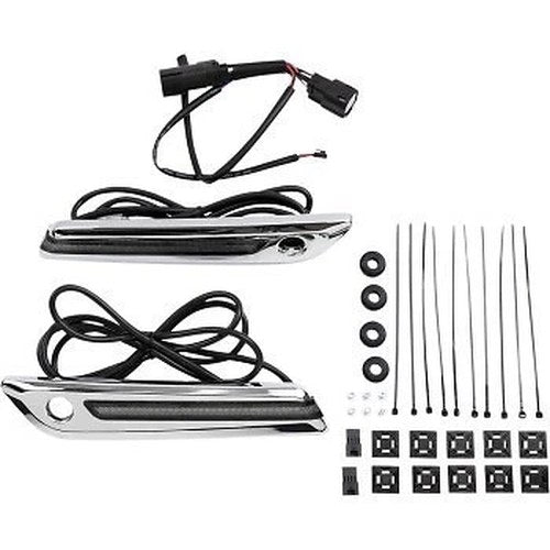 Ciro 40070 Chrome Light Smoke Lens LED Saddlebag Hinge Covers for 14-21 Touring