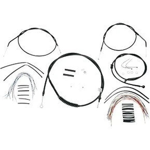 Burly Brand B30-1008 Black Vinyl Handlebar Cable/Line Kit for 12" Ape Hanger