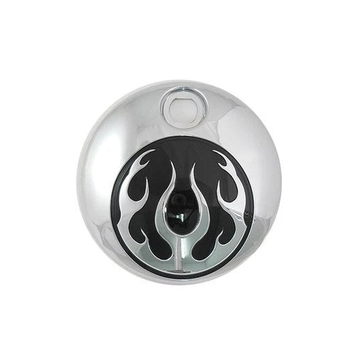 V-Twin 38-0605 Chrome & Black Flames Fuel Tank Console Door for 08-24