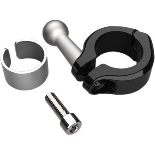 Ciro 50129 Black 7/8" - 1" Handlebar Clamp with Ball Mount for Motorcycles Bikes