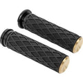 Arlen Ness 500-006 Brass Diamond Hand Grips for Harley Cable Op Throttle